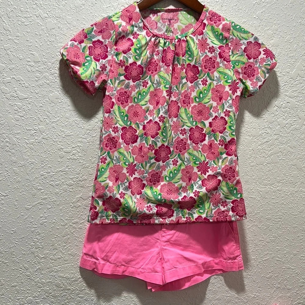 Lands End & Polo Ralph Lauren girls pink floral SET size 10 GUC..